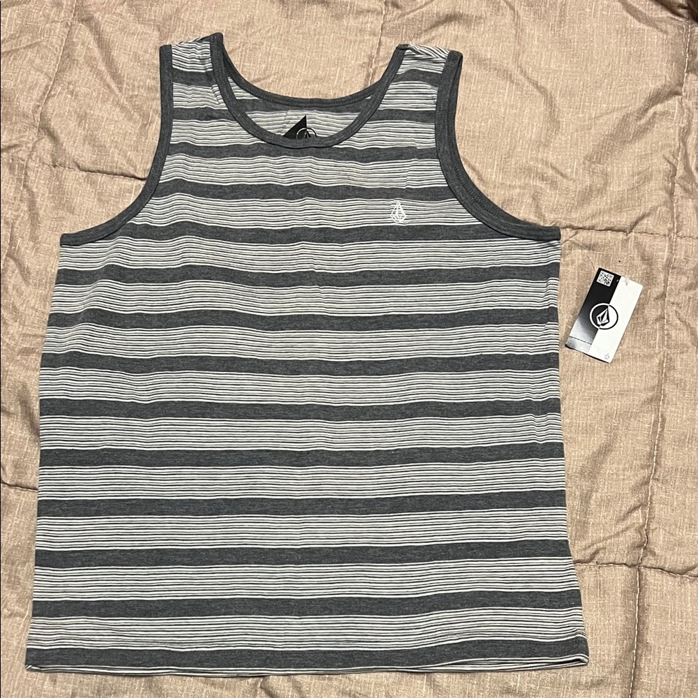 NWT Volcom Gray Striped Kids Tank Top Small 10
